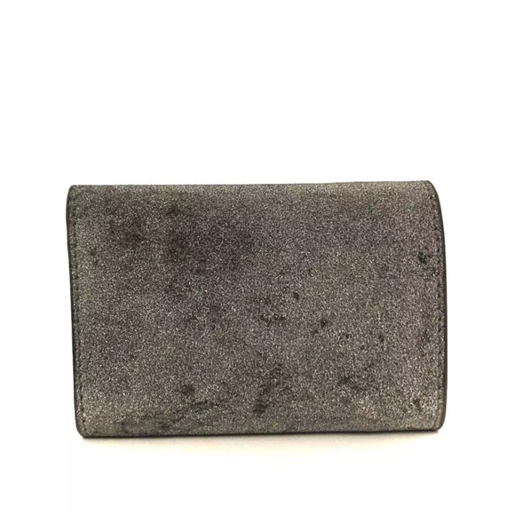 BALENCIAGA Everyday Mini Glitter Leather Trifold Wallet Silver/2BA2530 - Picture 4 of 8